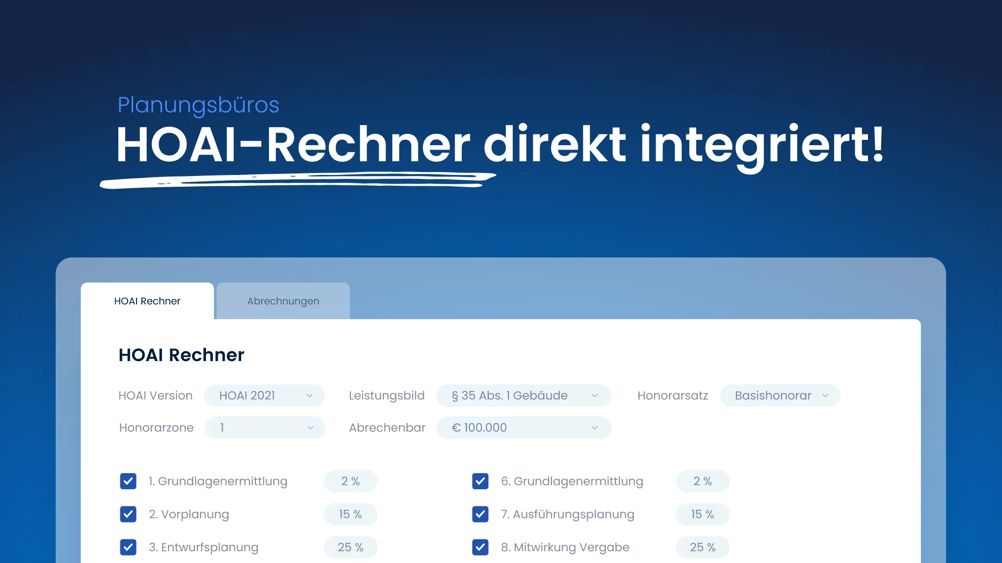 HOAI-Rechner in Poool integriert