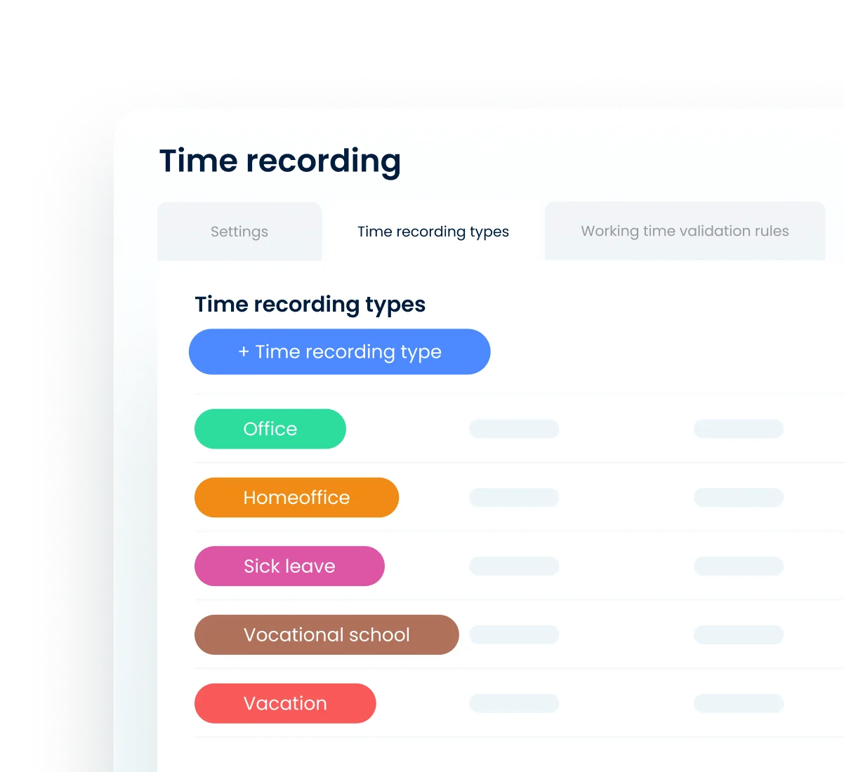 Create absence types individually for your company