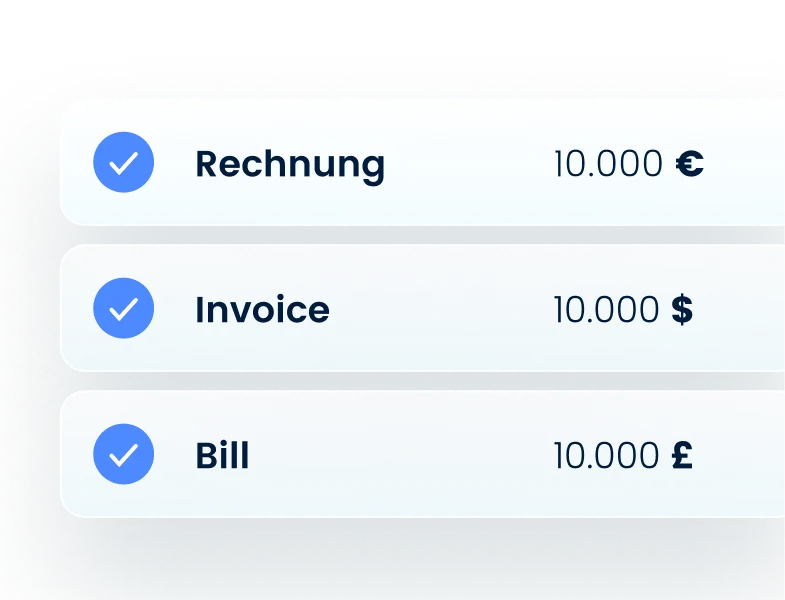 Bill projects in<br>any currency.